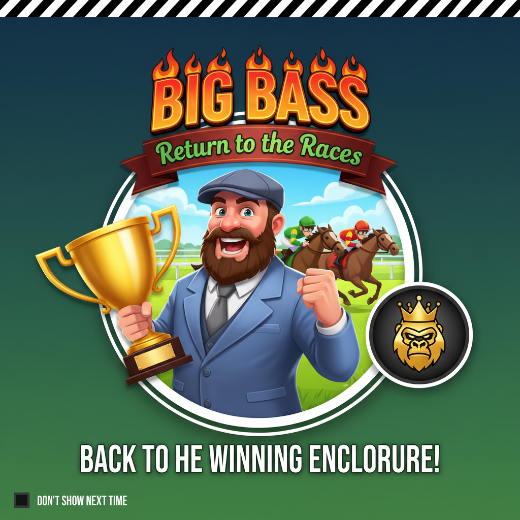 Big Bass: Return to the Races spelautomat med hästkapplöpningstema, jockey på häst och gyllene pokal